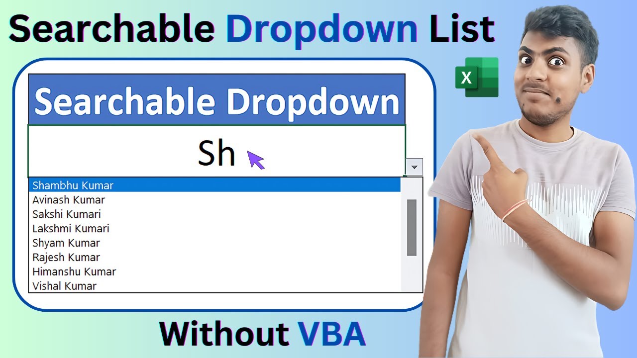How To Create Searchable Drop Down List In Excel || Hindi || HD