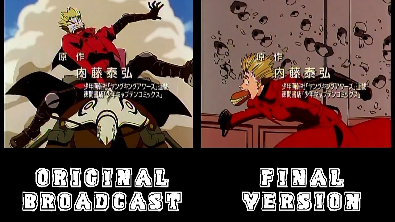 Trigun episodes 1 & 2 Original Broadcast OP vs. Final Comparison