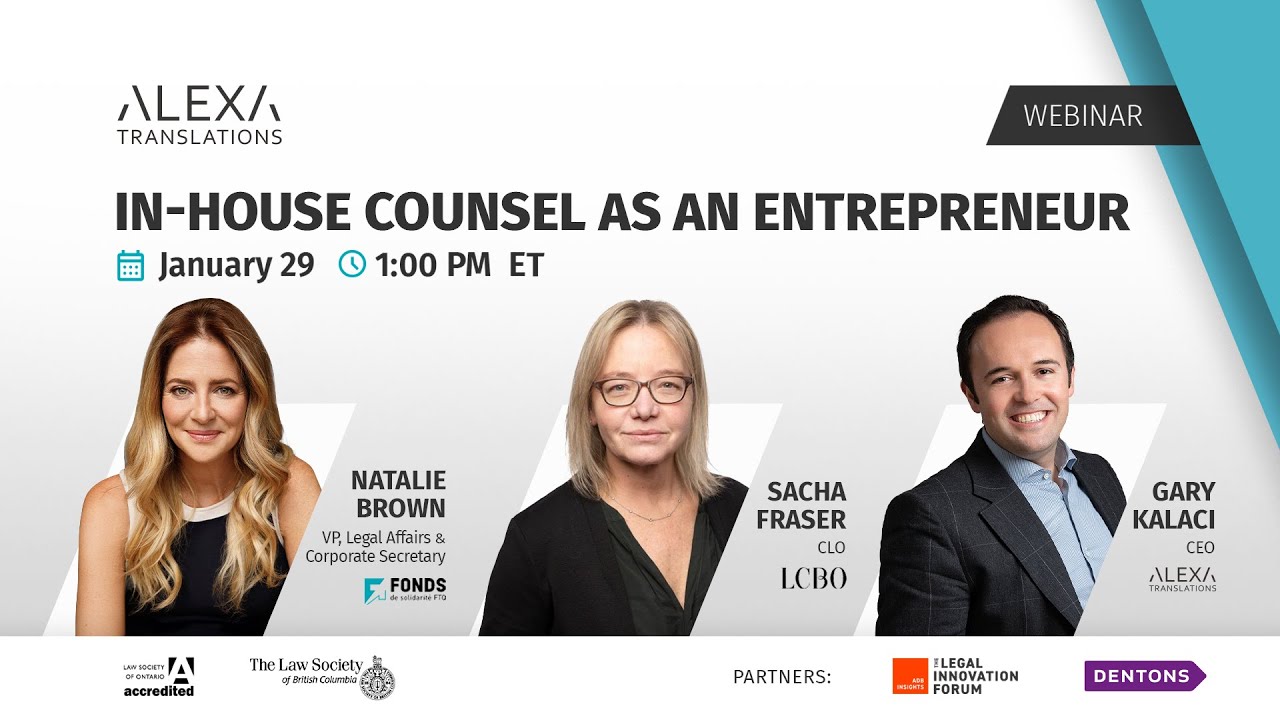 In-House Counsel as an Entrepreneur - Webinar