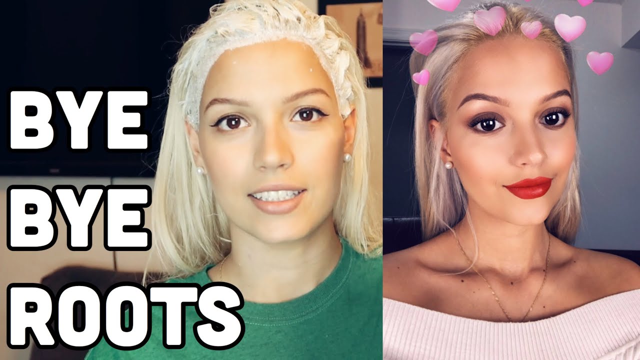 RETOUCHING MY DARK ROOTS with Wella T18 and Ion bleach | DIY