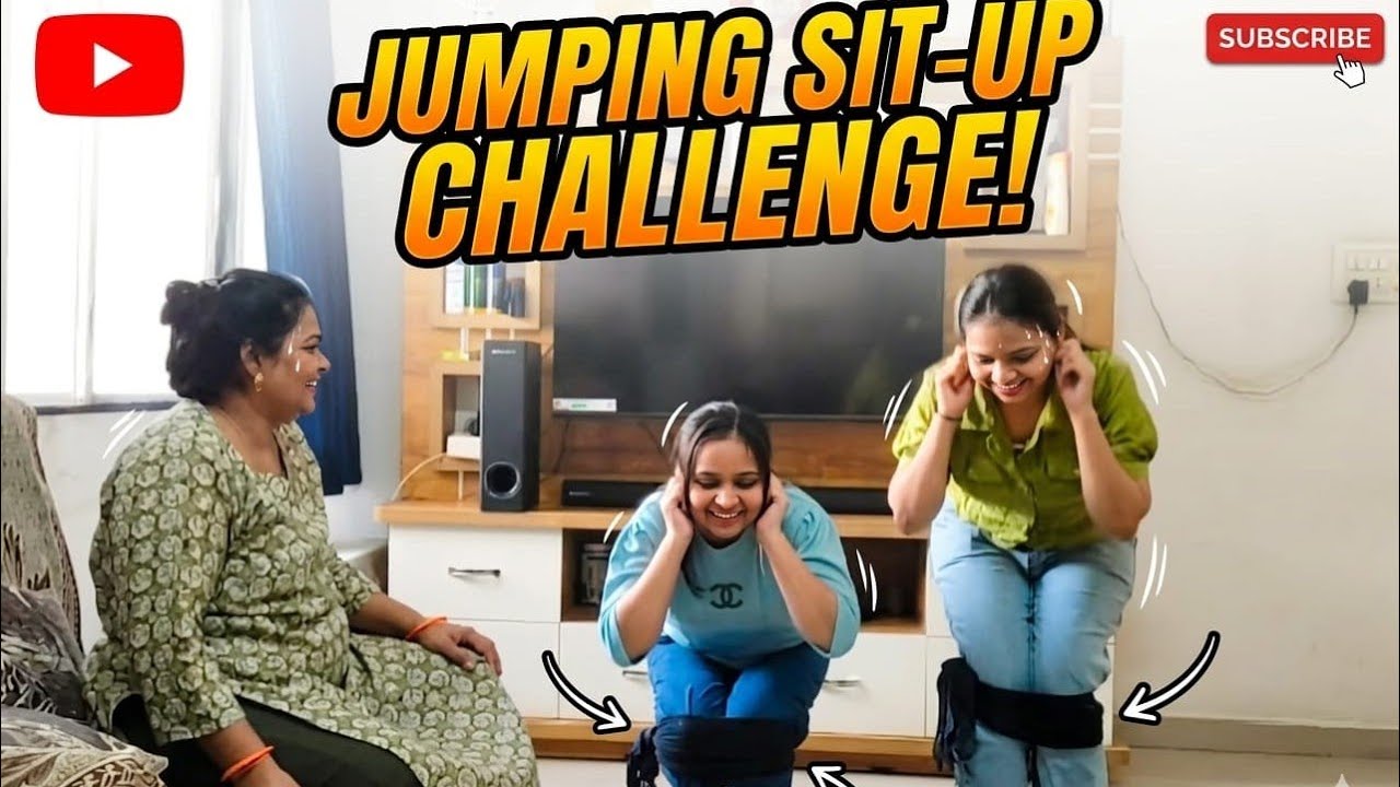 Jumping Sit-up Challenge with Family! 🏠 Boht mehnat ho gayi! Ultimate Jump challenge l Non-Stop Fun 