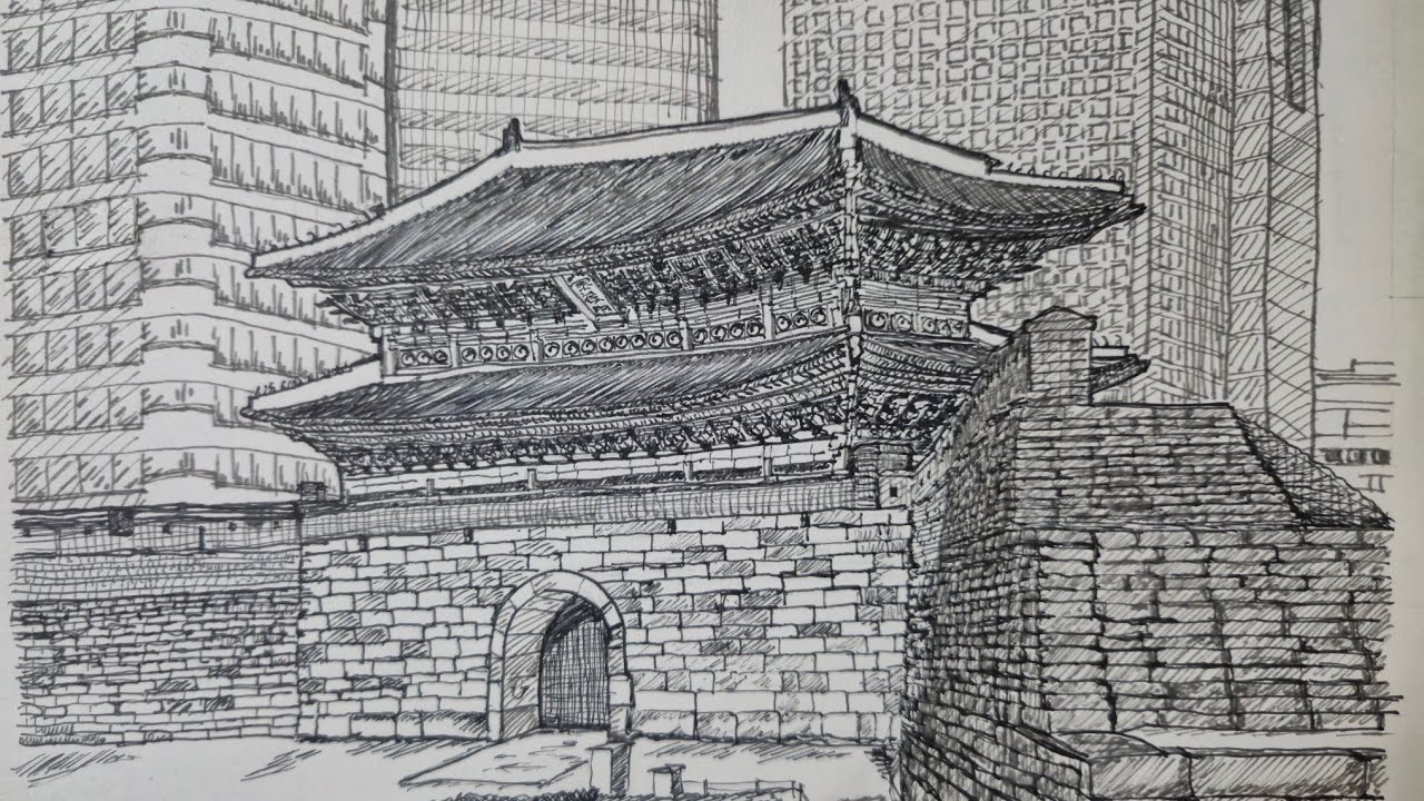만년필로 숭례문 그리기 Pen Drawing of Sungnyemun(formerly aka Namdaemun)