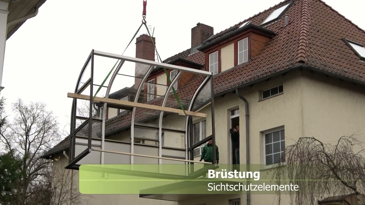 Balkonverglasung Wintergarten Montage mit Kranhub – Wintergartensysteme-Schuster.de