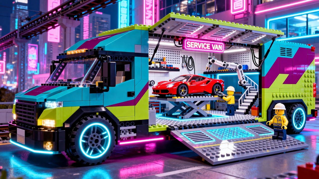 Внутри этого фургона из LEGO спрятан мобильный автосервис для суперкаров!! • Сборка из LEGO Technic