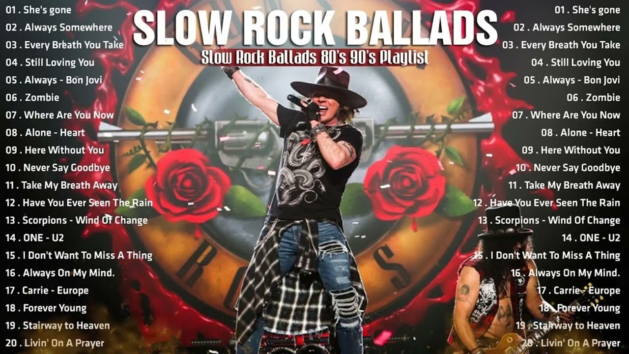 Nirvana, Scorpions, Led Zeppelin, Bon jovi, Eagles, Aerosmith, Air Supply   Slow Rock Love Song 90s