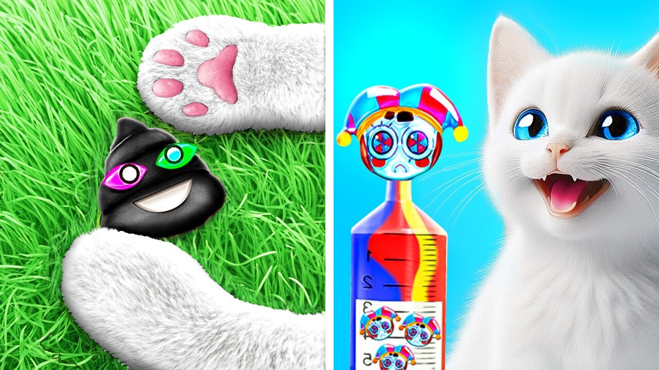 De jeito nenhum! 🙀 Meu gato se transformou em Pomni! 🎪*Makeover para animais de estimação por Pomni*