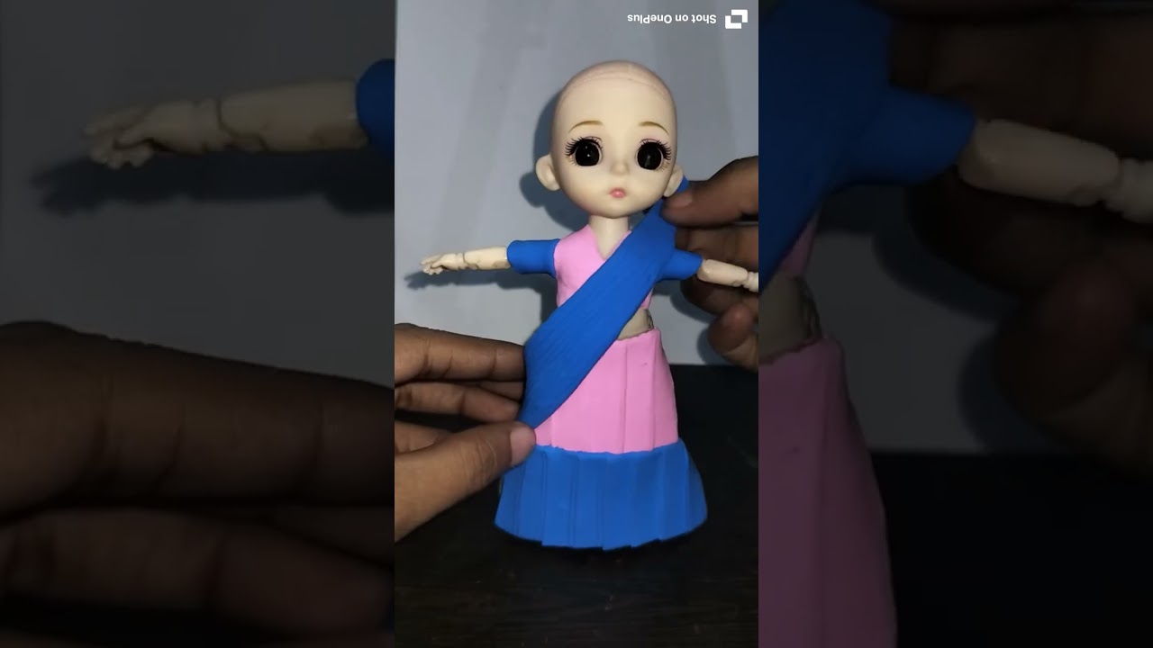 DIY how to make clay miniature doll dress up with clay art// #trending #satisfying #art #diy #craft 