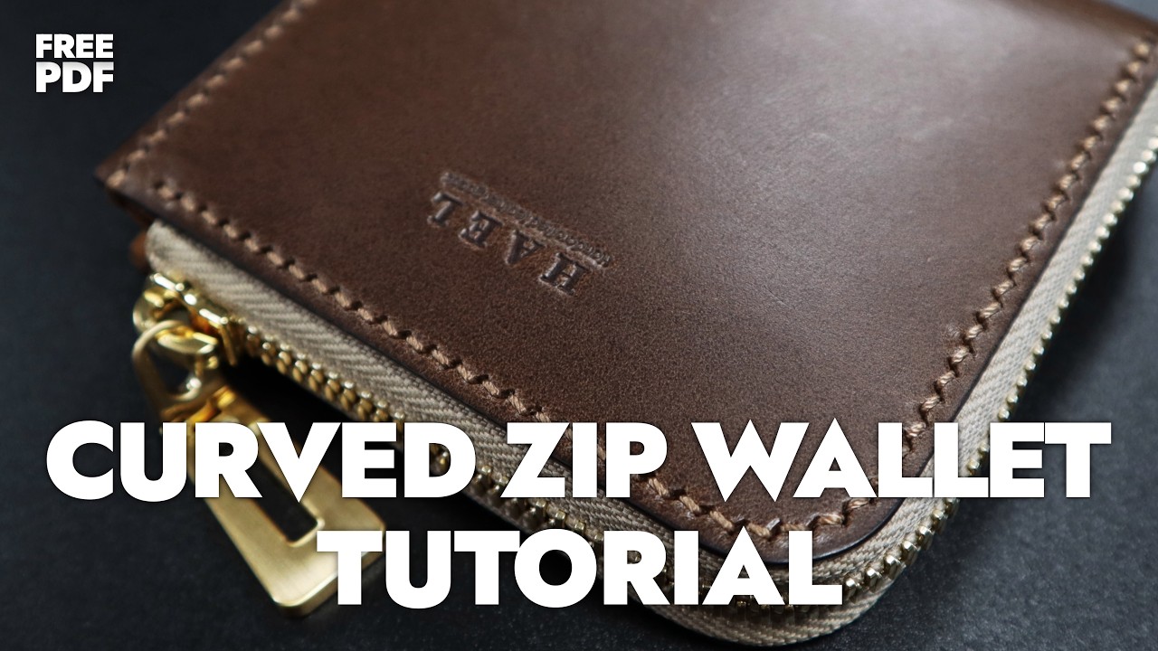 Making a zip curved wallet 지퍼커브지갑 만들기 Leather Craft PDF 가죽공예패턴