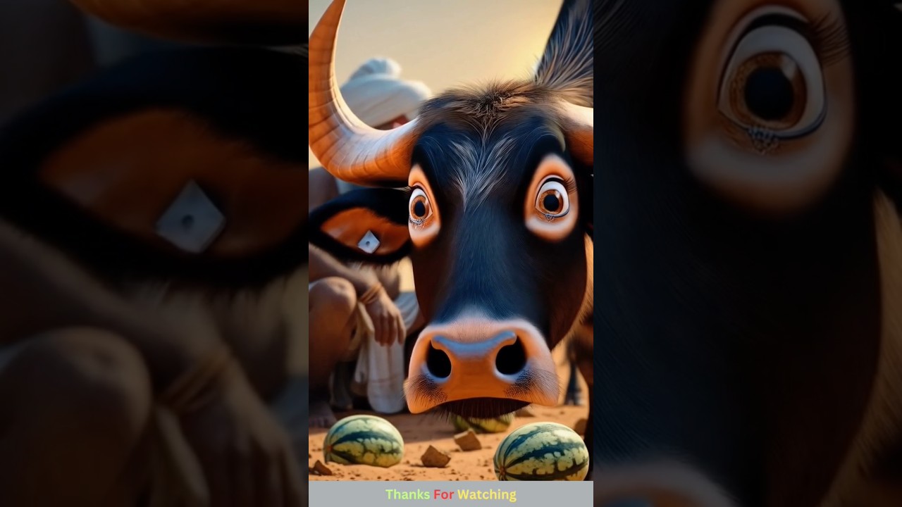 The farmer and the buffalo grow watermelon together in the desert 😭 #ai #cow #farmer