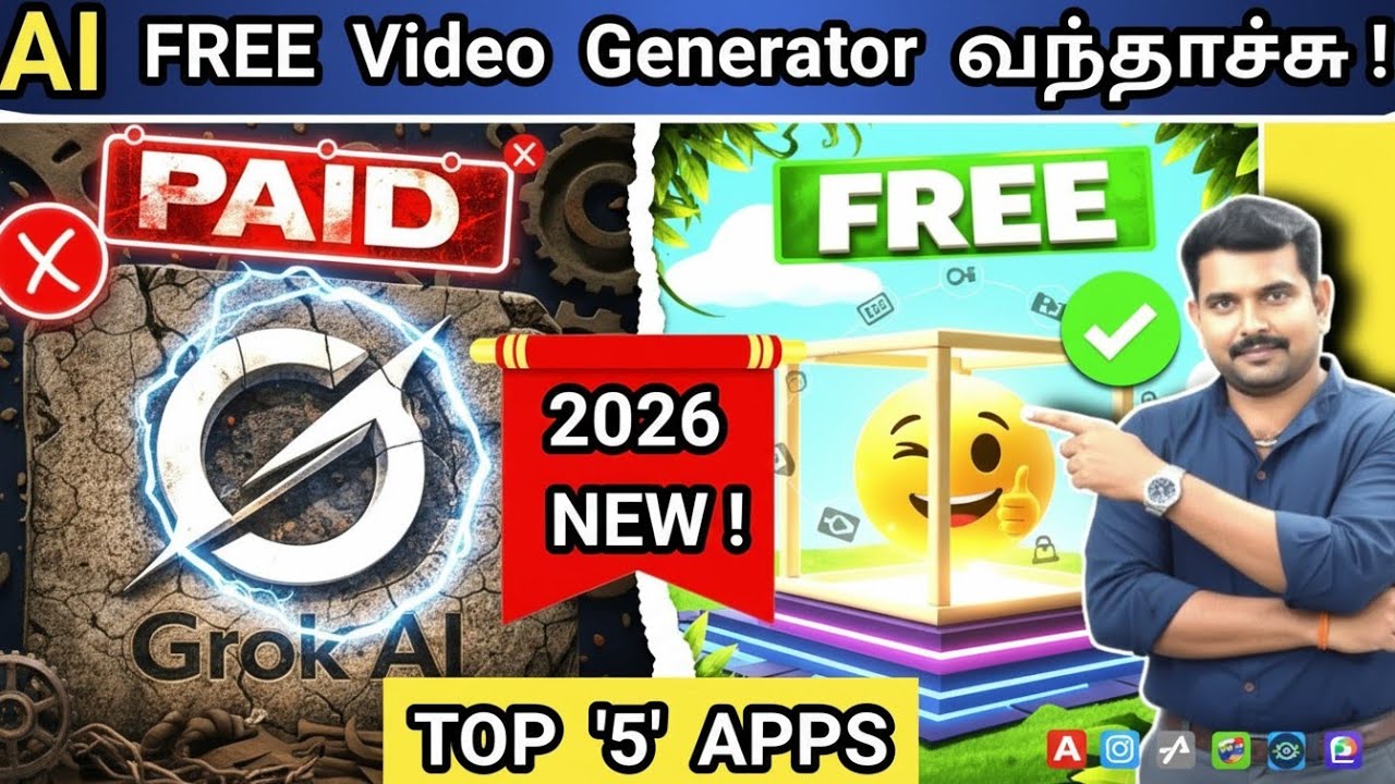 Grok Paid 😳? 5 FREE AI Video Generators (Unlimited) | Text & Image to Video Tamil 2026