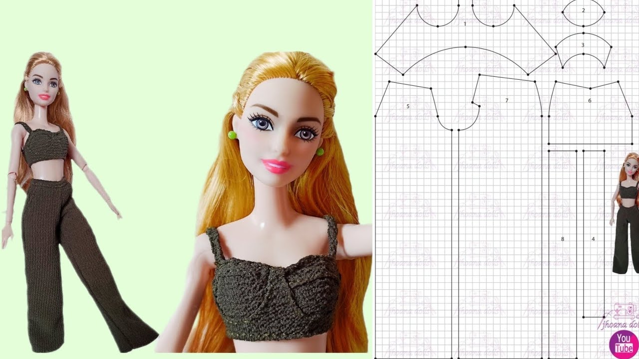 16 bustier y pantalón Palazzo para barbie(patrones en la descripción)