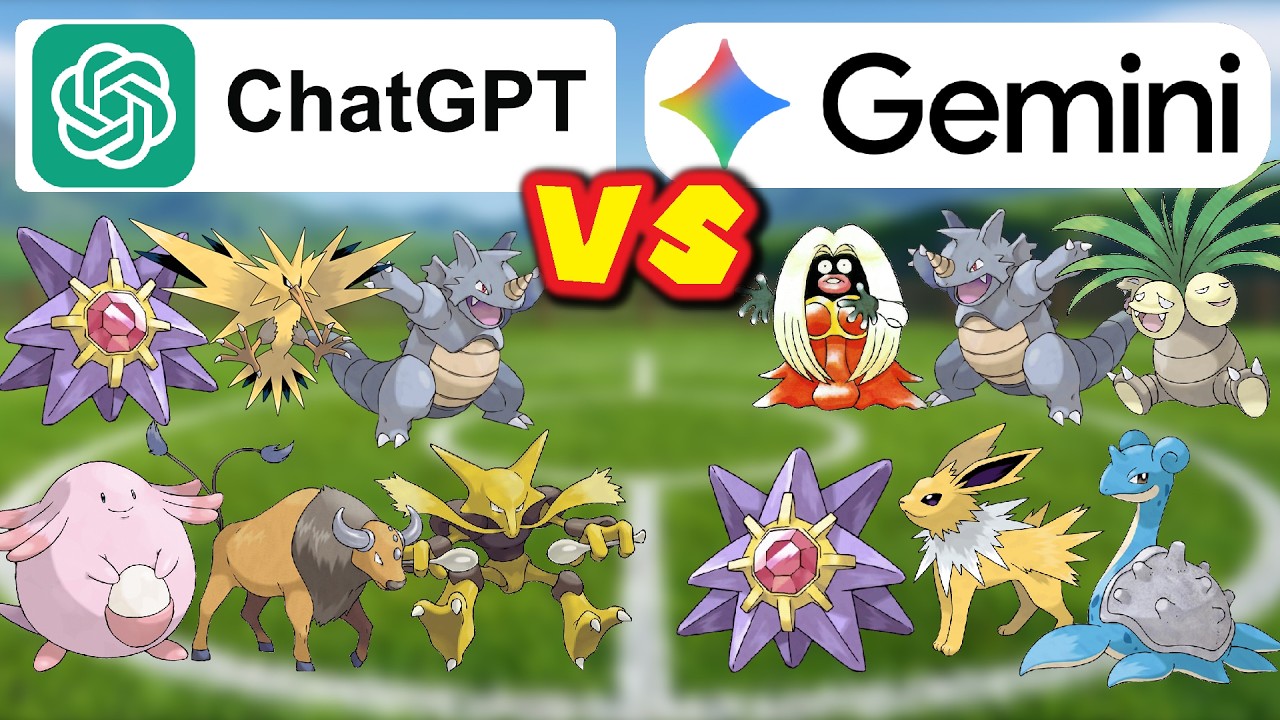 ChatGPT vs Google Gemini POKEMON BATTLE!! - Which AI is better at Competitive Pokemon?