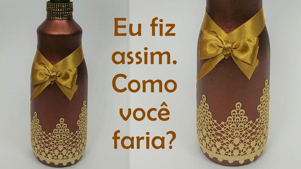 Garrafa Decorada com Renda