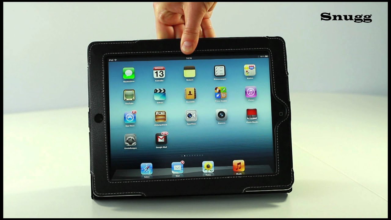 Snugg iPad 3 Case, Tasche mit Aufsteller f&uuml;r das Apple iPad 3 und 2, schwarz