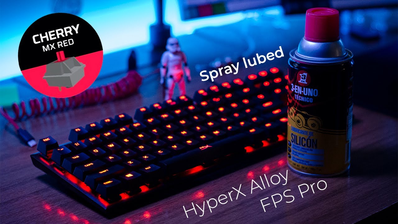 HyperX Alloy FPS Pro Mod (MX Red) I Lubricado con spray, Typing sound test