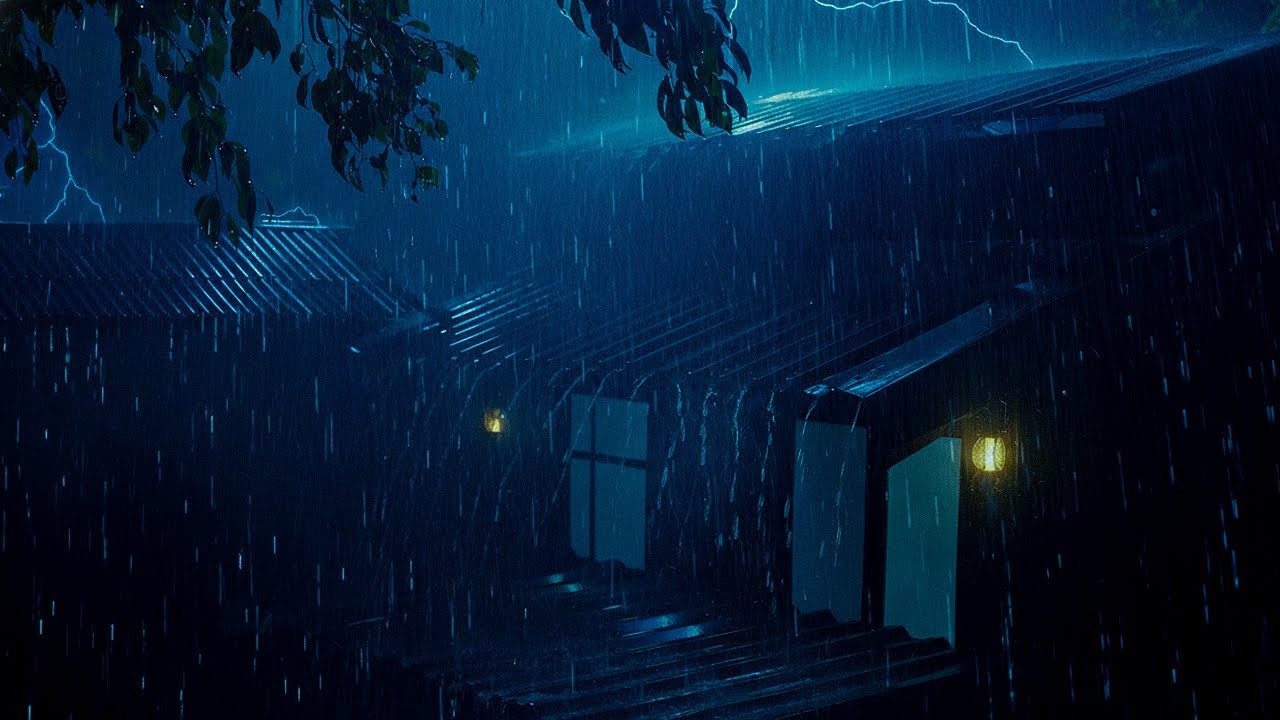 Ночной ливень под жестяной крышей ⛈️ Успокаивающие звуки грома от бессонницы