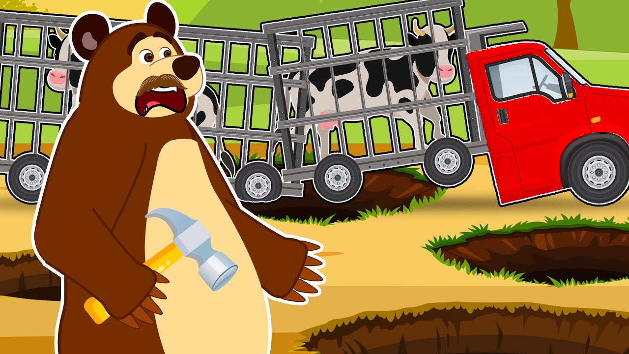 Rescue and Repair: Cow Transport Truck Breakdown on the Road | The Bear Garage Animation