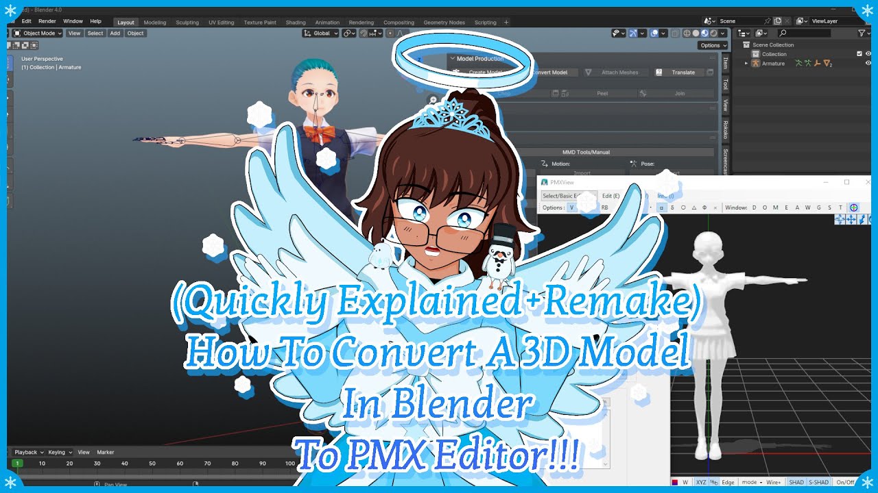 (Краткое объяснение+Переделка) Как конвертировать 3D-модель из Blender в редактор PMX!!!