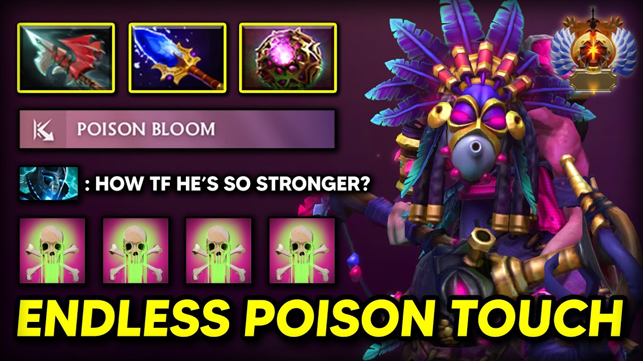 ENDLESS POISON TOUCH MID Dazzle Aghs Scepter + Octarine Core Build 100% Cancer Right Click DOTA 2