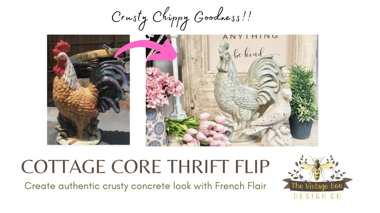 Cottagecore DIY Home Decor Thrift Flip | Upcycled French Country | Shabby Chic | Faux Concrete