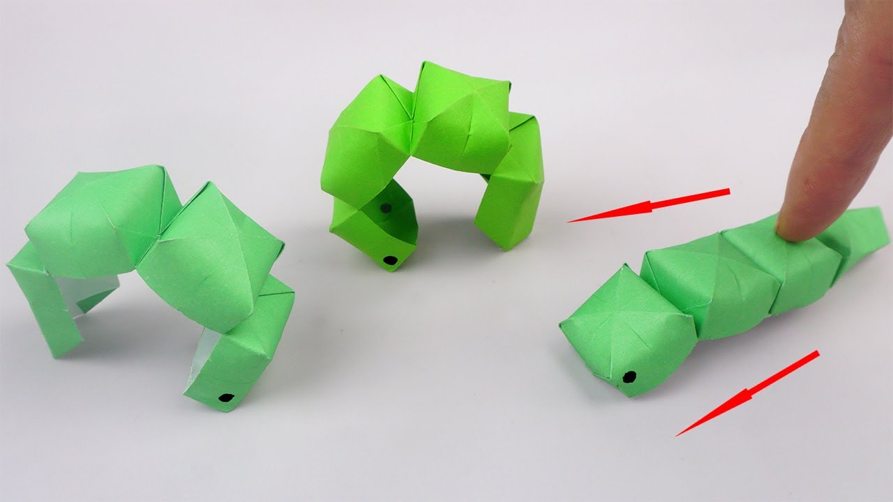 Como hacer un Gusano de papel - Gusano de origami | Manualidades con papel