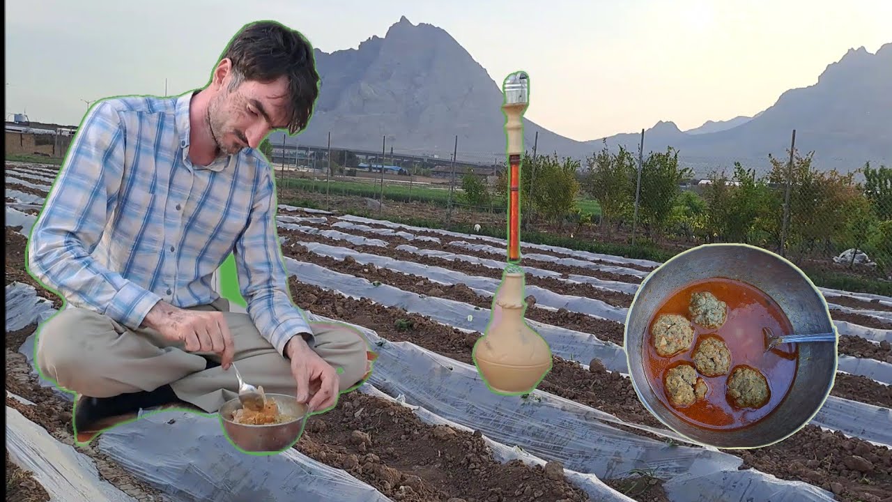 Green almond in the spring of the village | village life in Iran