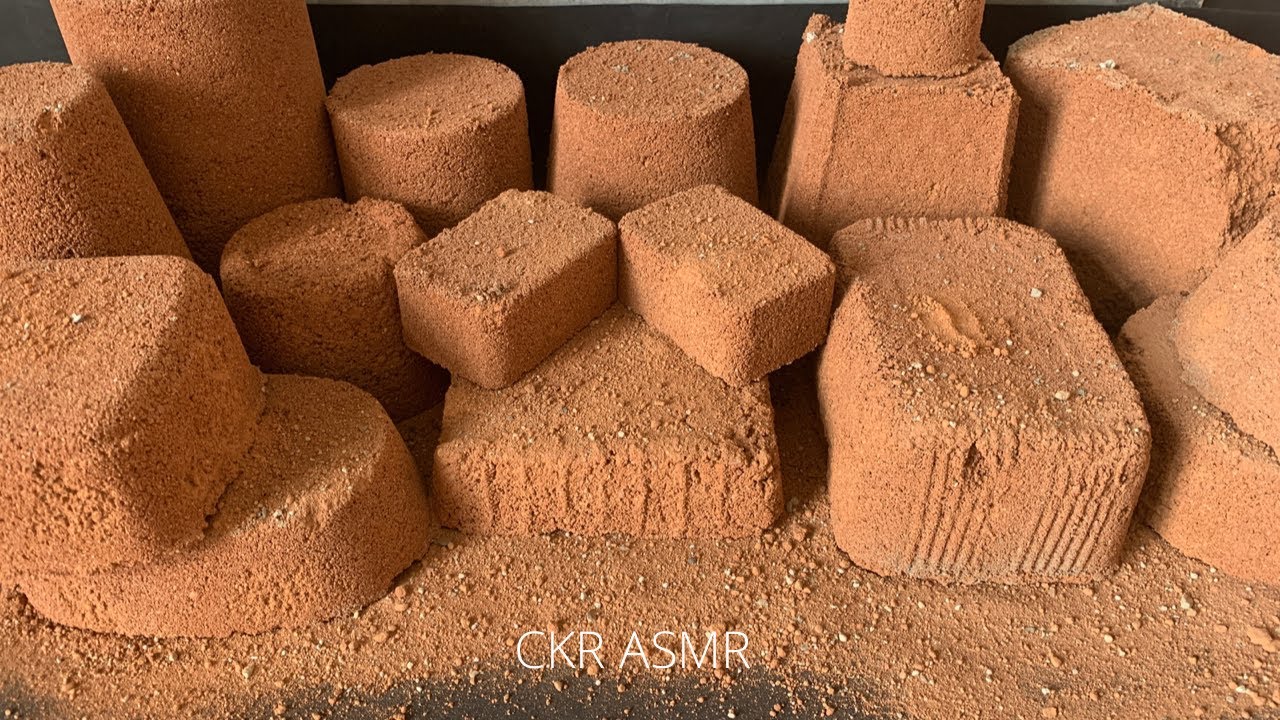 ASMR : ALL SHAPES RED(dry n water💦) “but I have doubt about water crumbling ☹️” {3stage of mixing}