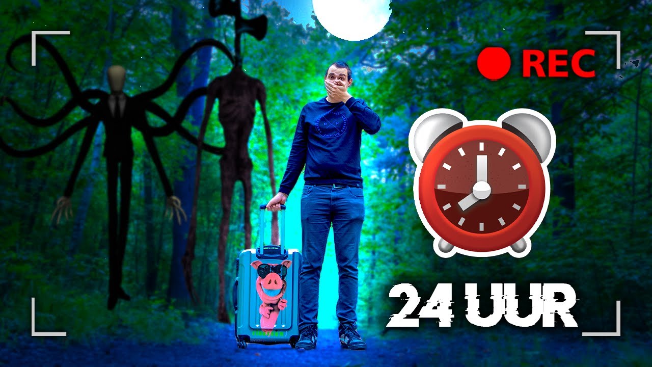 24 UUR OVERLEVEN IN HET HORROR BOS...! *AANGEHOUDEN DOOR POLITIE & Siren Head & Slenderman GESPOT!*