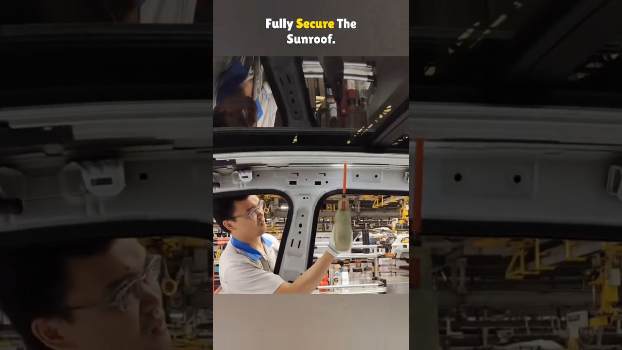How the Panoramic Sunroof Gets Installed #automobile #assembly #manufacturing #car