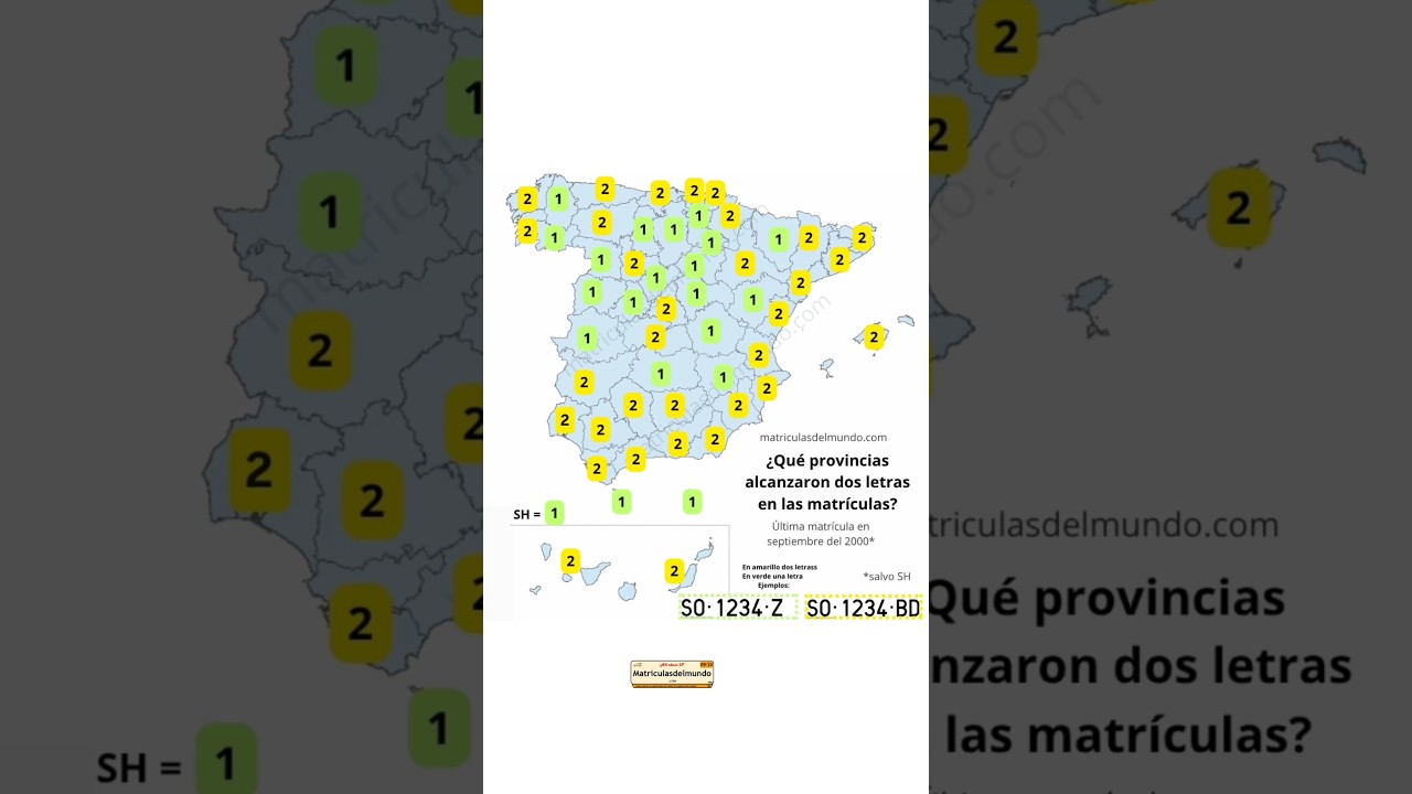 Matr&iacute;culas espa&ntilde;olas provinciales con dos letras #espa&ntilde;a #matriculas #2000 🇪🇸🚗