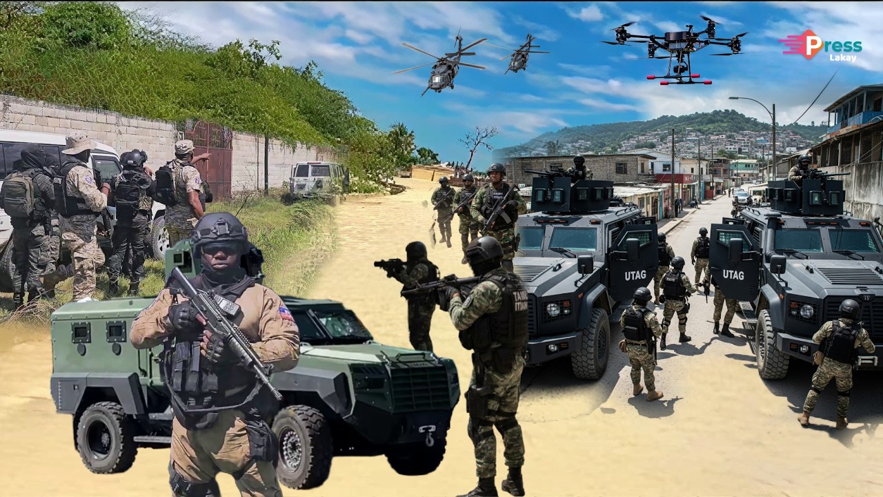 Gwo operasyon Lapolis Vilaj UTAG, SWAT sène Izo plizyè drone tonbe. 6 bandi tonbe nan baz 400 Mawozo