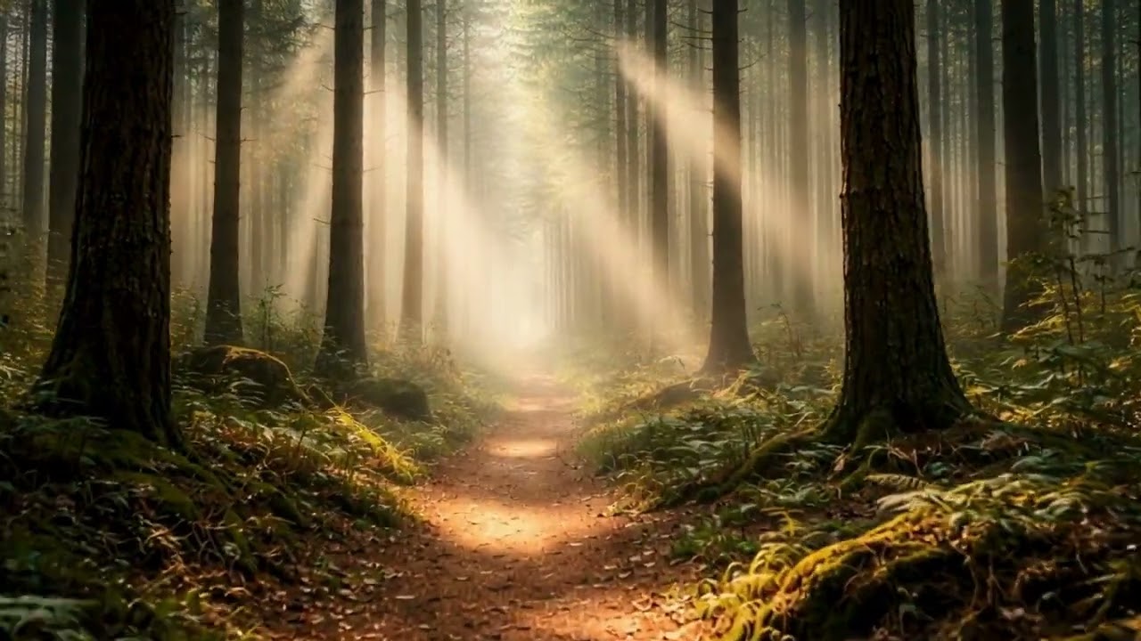 Sunlit Path Through Pine Forest | Peaceful Nature Escape #Ambient #Nature #Cozy