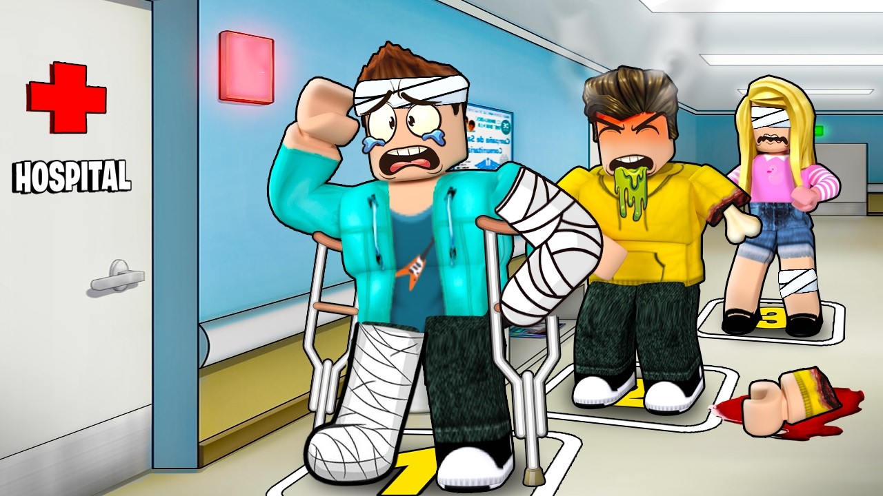 SPENDING 100 DAYS IN THE HOSPITAL LINE IN ROBLOX !!
