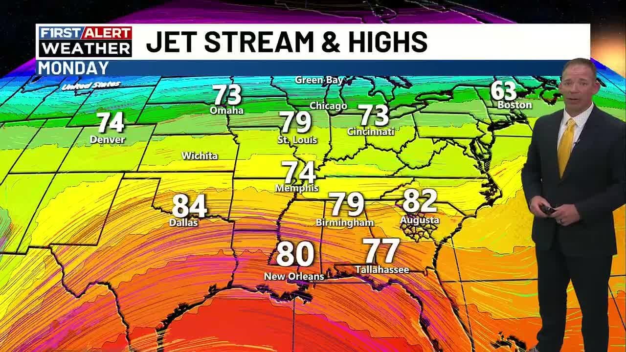 Stray showers and warm highs in the 80s