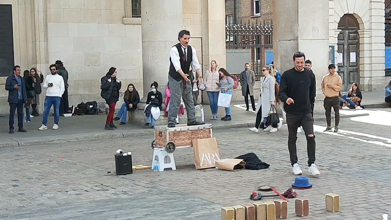 Charlie Chaplin lookalike performance in London