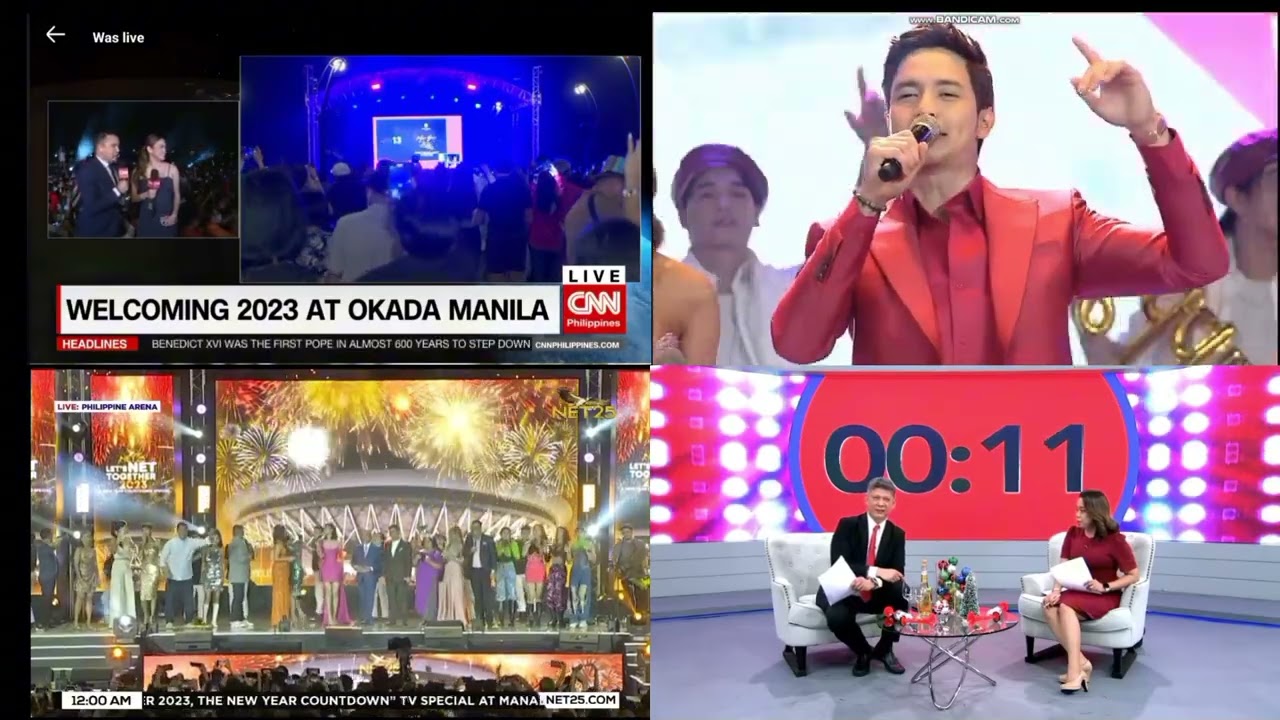 Philippines New Year Countdown 2023 in Digital TV on CNN Philippines, GMA7, TV5 and Net 25