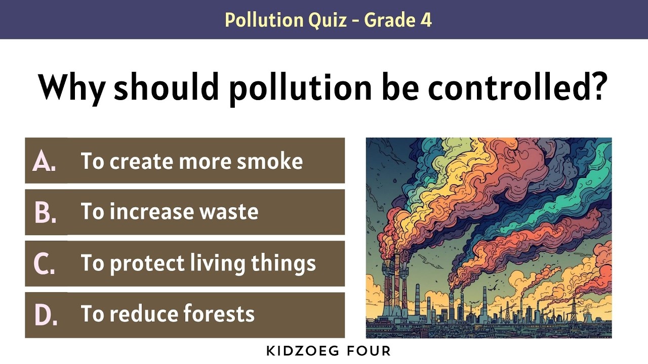 ♻️Pollution Quiz - Grade 4 | Environmental Science Quiz for Kids | EVS Test | Science Olympiad Exam