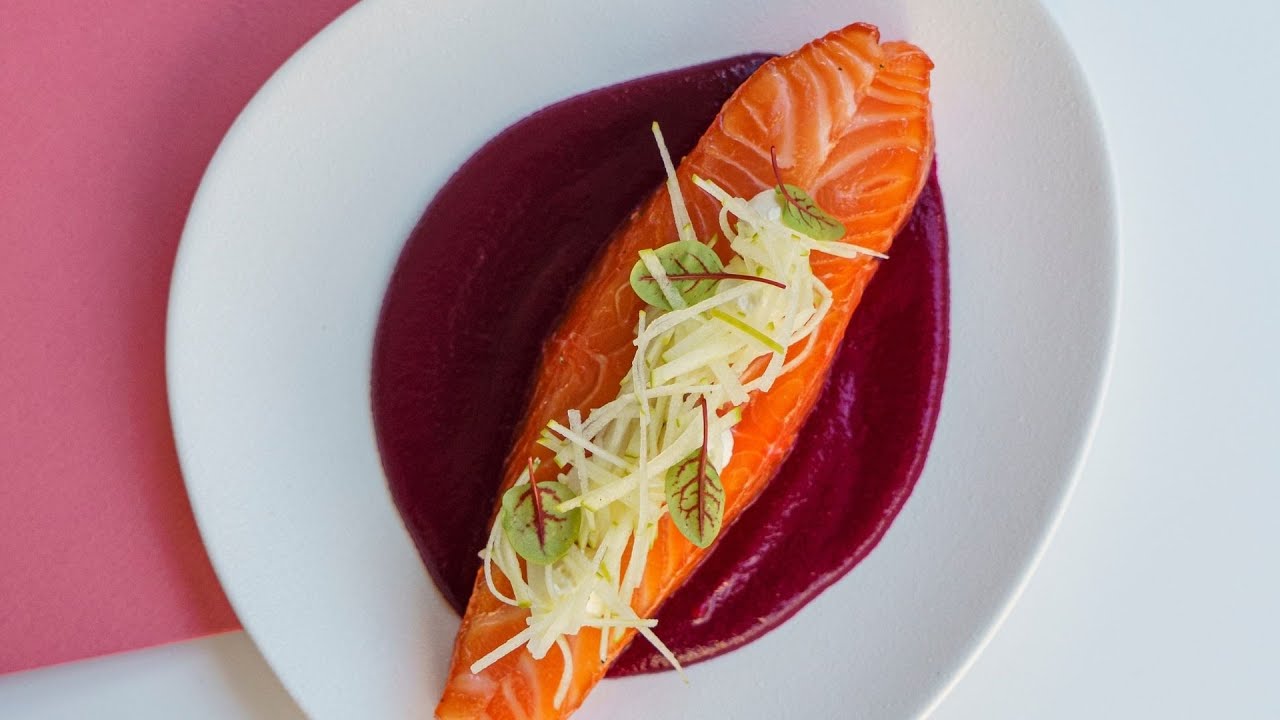 RECETTE  #23 - Saumon gravlax, crème de betterave balsamique, pomme verte - Fabrice Mignot