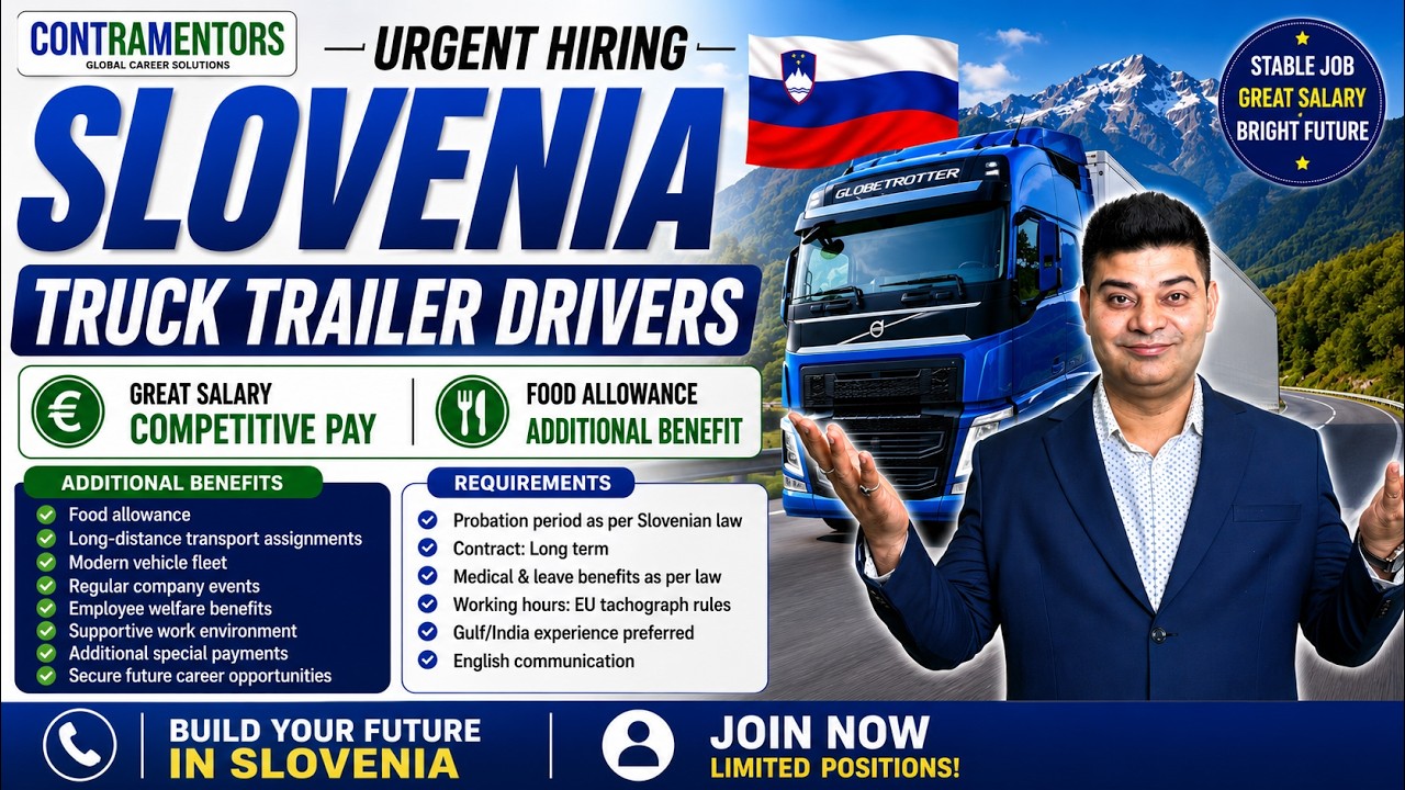 Urgent Hiring! Truck Driver Jobs in Slovakia & Slovenia 2026 | Salary Up to ₹3.16 Lakh/Month