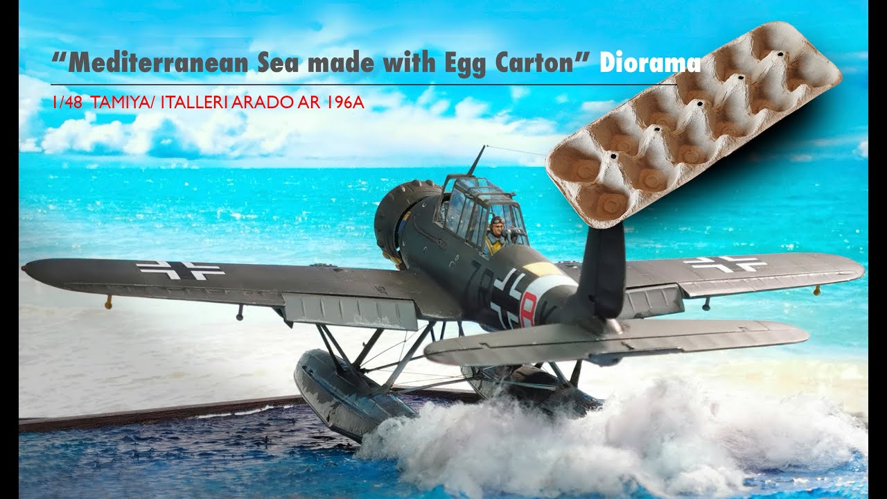 Experiment of Egg Carton to Simulate the Ocean Appearance - Tamiya/Italeri 1/48 Arado Ar 196A