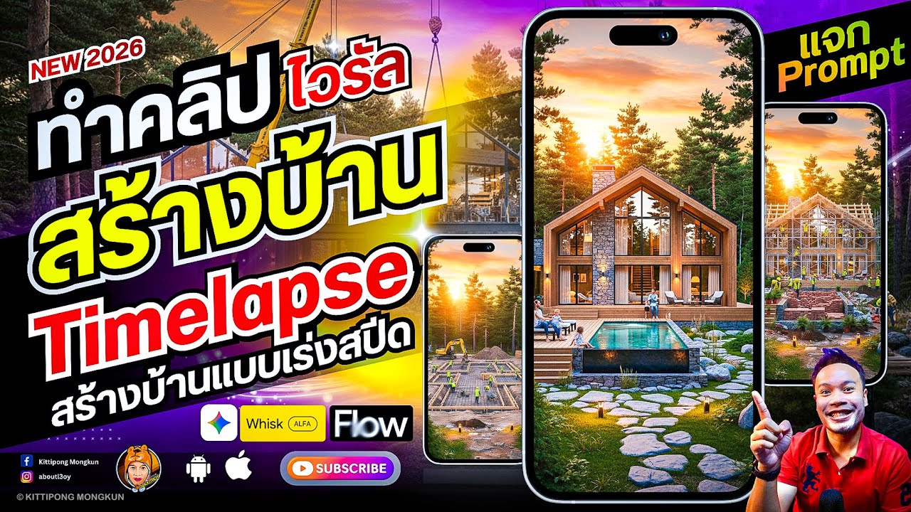 คลิปสร้างบ้าน Timelapse แบบเร็วๆ ที่กำลังเป็นไวรัล ง่ายๆ ฟรีๆ พร้อมแจก Prompt 2026 | ABOUTBOY SANOM