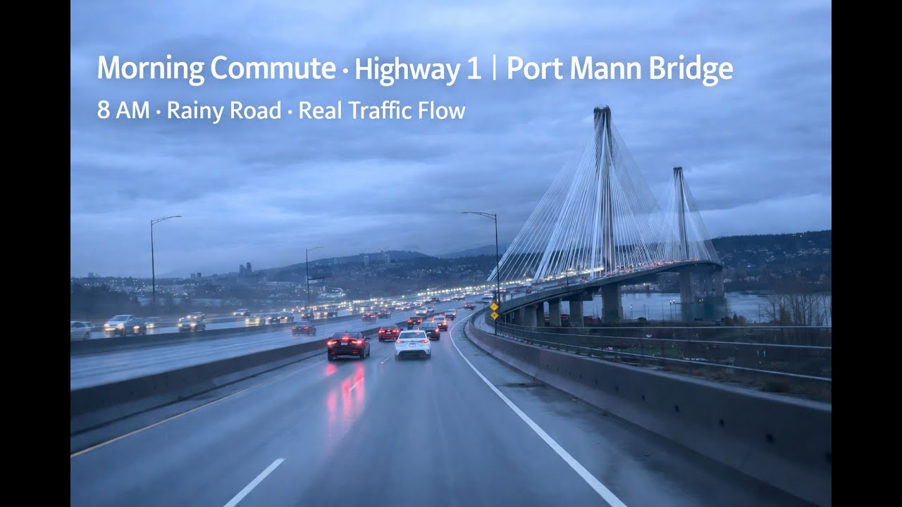 8AM Rush Hour | Highway 1 · Port Mann Bridge Vancouver road  4k