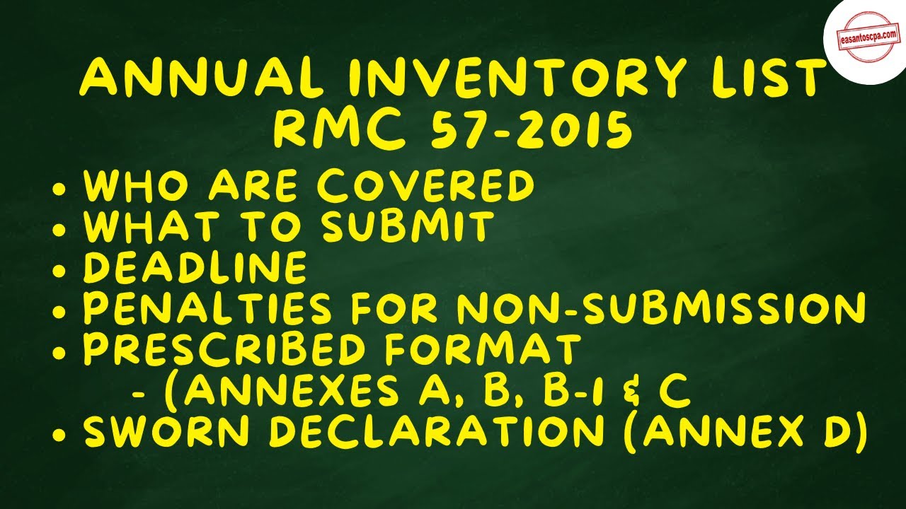 RMC 57-2015 Annual Inventory List | 𝗣𝗧𝗔𝗕𝗖𝗣 𝗕𝘂𝘀𝗶𝗻𝗲𝘀𝘀 𝗖𝗼𝗮𝗰𝗵𝗶𝗻𝗴