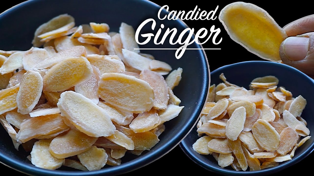 Candied ginger recipe | homemade ginger candy | crystallized ginger | ginger candy slice