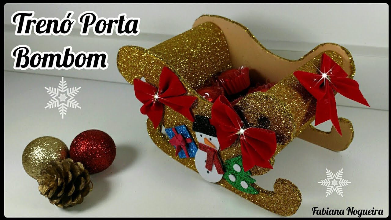 Trenó Feito com Caixa de Cereal / Trenó Porta Bombom 🍬💖🎄#Reciclarte