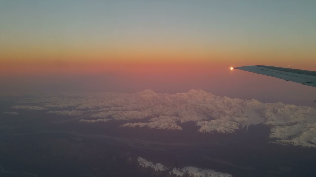 8 October 2016. Dawn over Denali.  AS 737-400M Anchorage-Prudhoe Bay-Barrow.