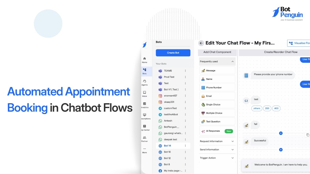 Enhanced Appointment Component || Automated Appointment Booking in Chatbot Flows || BotPenguin