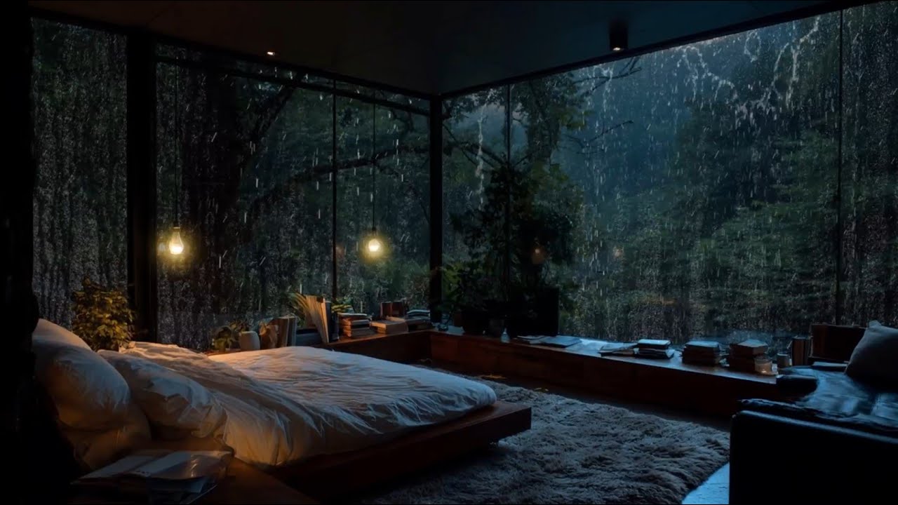 Rainforest Serenity: 10-Hour Soundscape of Steady Rain on Canopy & Cabin for Insomnia & Panic Relief