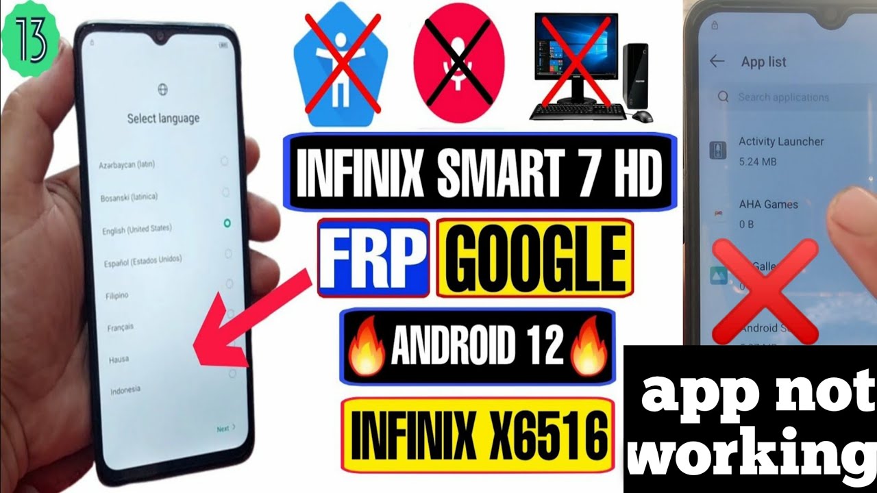 Infnix smart 7 HD frp bypass remove Google account without PC android version 12 13 how to remove 