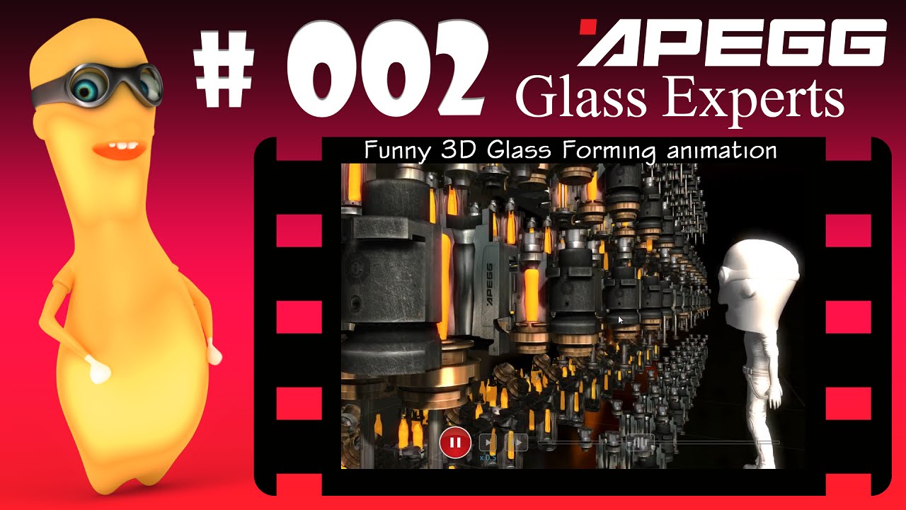 APEGG - Funny 3D Glass bottle forming animation.